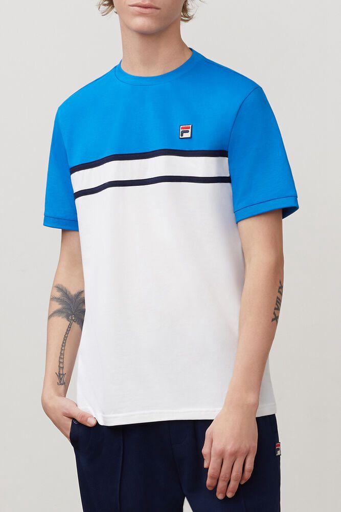 Fila Baldi Blue/White T-Shirt Mens - NZ 16783-SINY